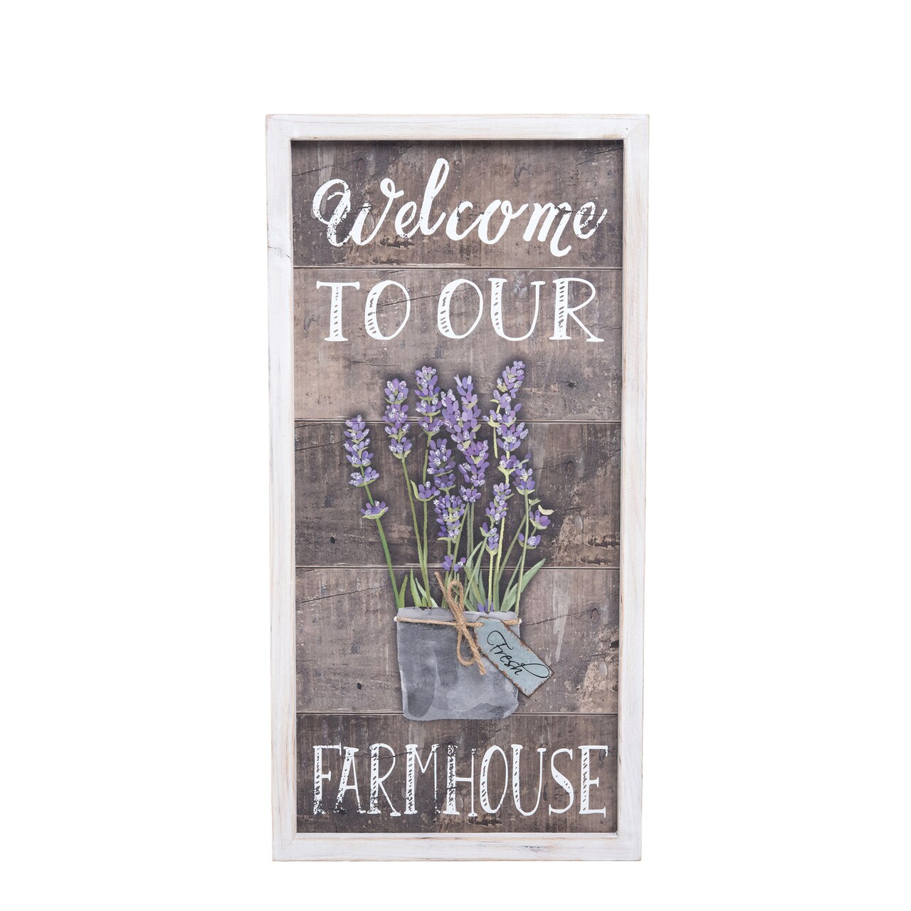 9.5&#x22; x 1&#x22; x 18.75&#x22; Lavender Welcome To Our Farmhouse Spring Wall Art Decor